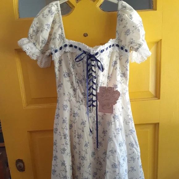 Gorgeous Cottagecore Hobbit Floral Corset Dress